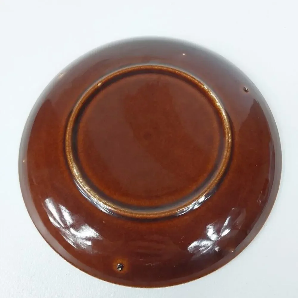 Vintage Pottery Brown Drip Glaze‎ 7.5 Inch Plate